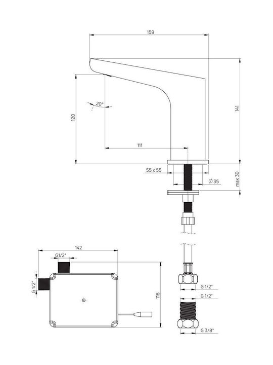 Deante Mixing Sink Faucet with Photocell Sensor Silver