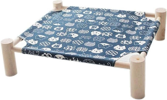 Ξύλινο Υπερυψωμένο Κρεβάτι Αιώρα Μπλε 65 X 53 X 13/11cm