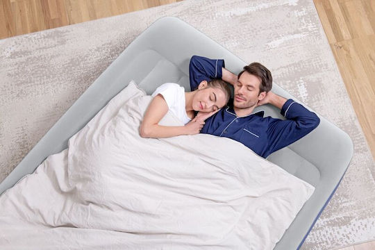 Bestway Inflatable Double Sleeping Mattress with Integrated Pump 203x152x46cm Blue