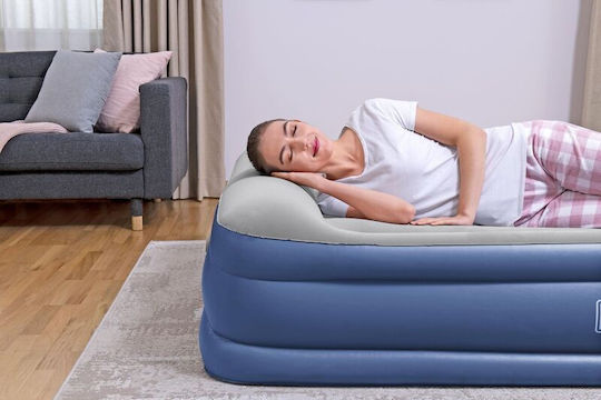 Bestway Inflatable Double Sleeping Mattress with Integrated Pump 203x152x46cm Blue
