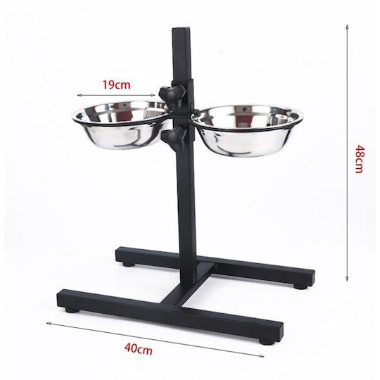 Animal Pet Metallic Food Bowl for Dog with Stand 2x 350ml