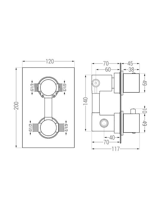Mexen Built-in Mixer Phone & Shower Head Set for Shower Gold