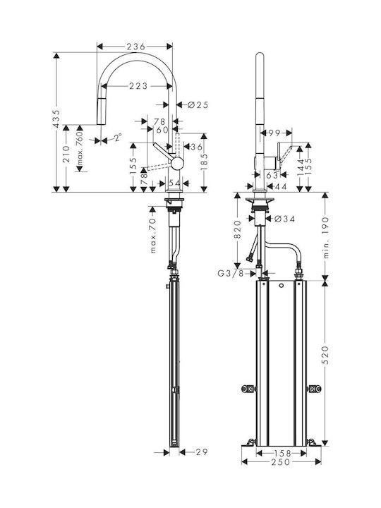 Hansgrohe Talis M54 Μπαταρία Κουζίνας Πάγκου