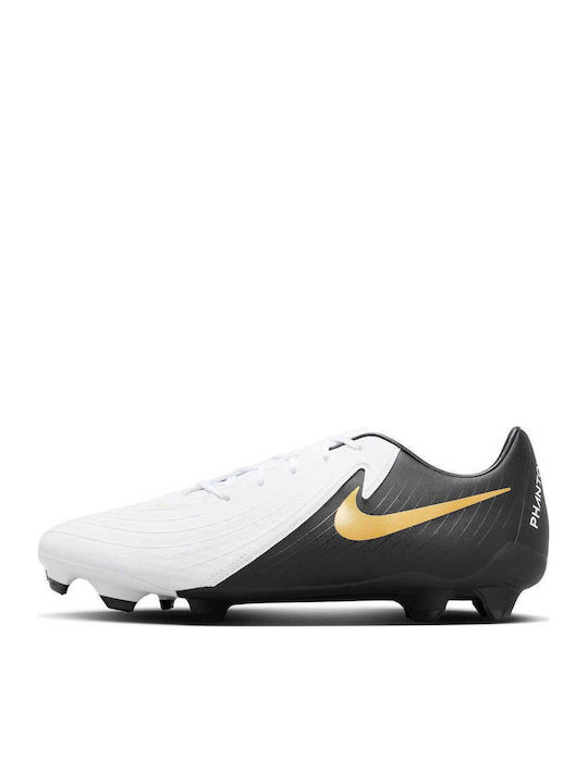 Nike Phantom GX 2 Academy Football Shoes with Cleats White / Metallic Gold Coin / Black