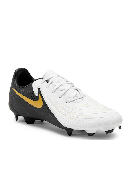 Nike Phantom GX 2 Academy Football Shoes with Cleats White / Metallic Gold Coin / Black