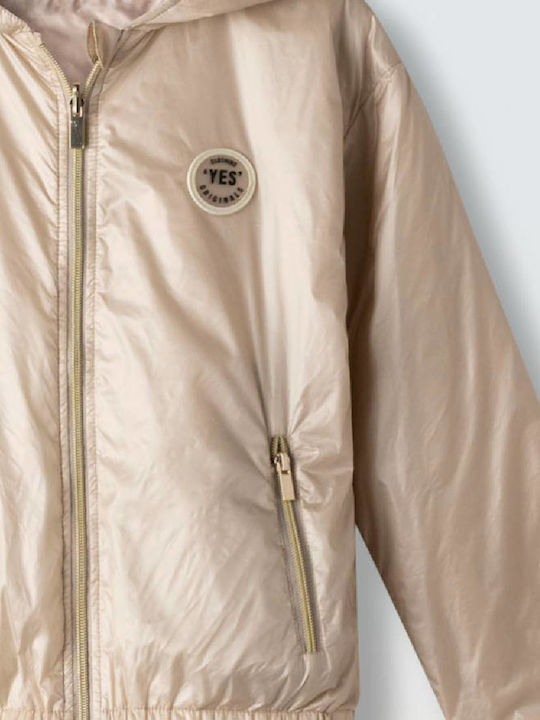Kids Casual Windproof Jacket with Hood Beige