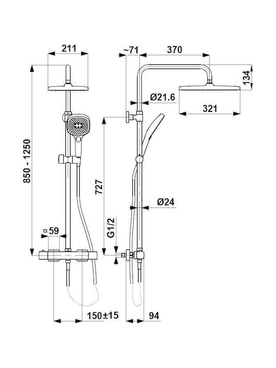 KFA Duschsäule mit Armatur Silber