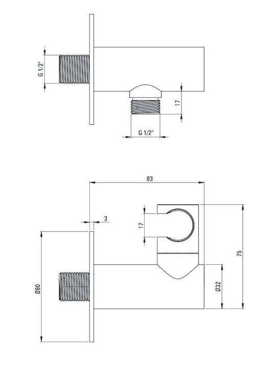 Deante Στήλη Ντουζ με Μπαταρία Ασημί