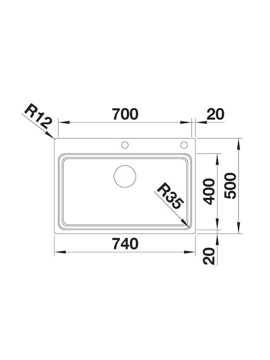 Blanco Etagon 700-if/a Drop-In Küchenspüle Inox M50xB74cm Graue