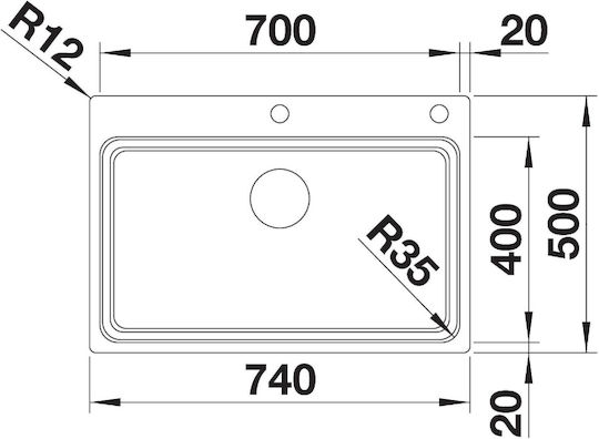 Blanco Etagon 700-if/a Drop-In Кухненски Мивка Inox Дължина 74xШирина 50см Сребрист