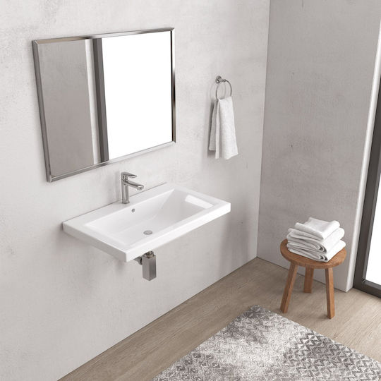 Karag Delft Wall Mounted Wall-mounted Sink Porcelain 70x44x15cm White