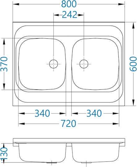 Alveus Drop-In Кухненска Мивка Inox 60x80см Сива