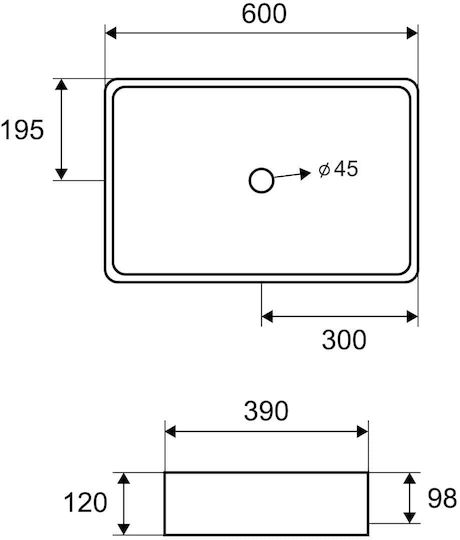 Karag Countertop Sink Stone 60x39x12cm Volcano