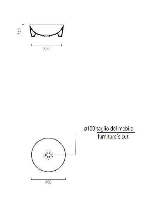 GSI Countertop Sink Porcelain 40x40cm Blush