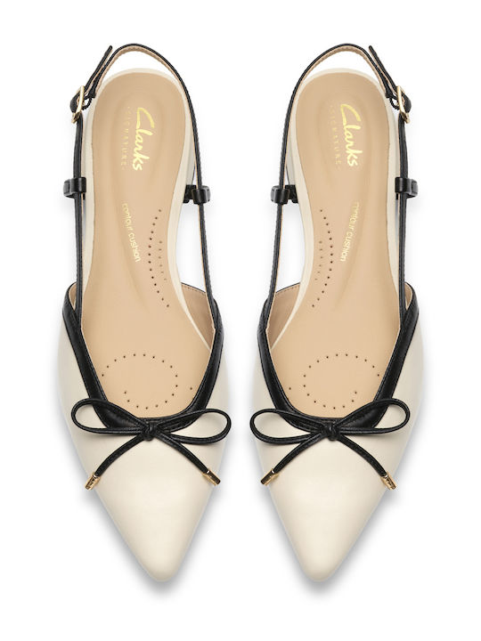 Sensa15 Bow Leather Women's Ballerina Shoes With Strap In Beige Color