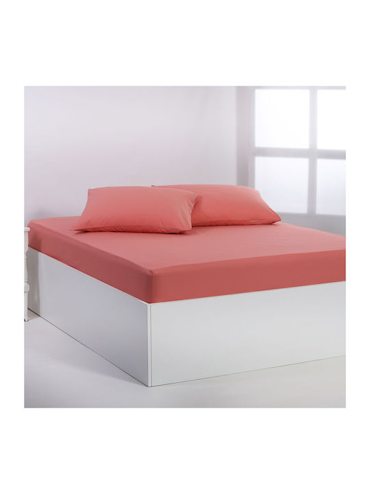 Silk Fashion Sheet for Single Bed with Elastic 105x200cm. Coral Almond