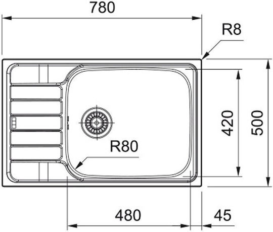 Franke Spark Skl Ένθετος Inox Μ50xΠ78cm Γκρι