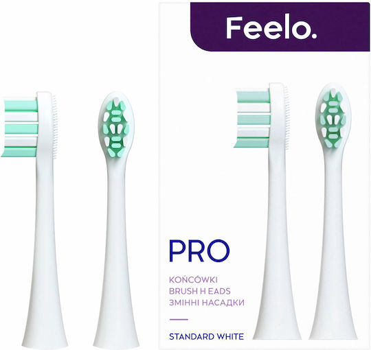 Original Replacement Head Feelo Pro Standard Sonic Toothbrush White 2 Pcs Tongue Cleaning Bristles