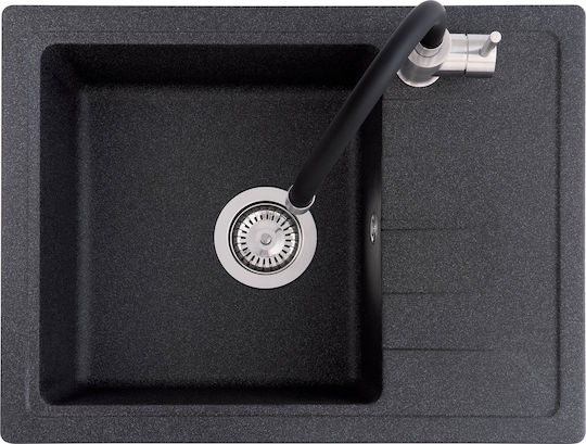 Deante Küchenspüle Unterbau Wasserhahn aus Flüssigem Granit mit Wasserhahn M58xP44cm Graues