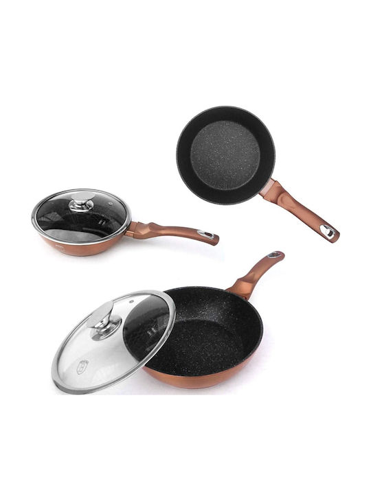 Berlinger Haus Metallic Line Cookware Set Made of Aluminum Rose Gold Collection with Stone Coating 5 Pieces