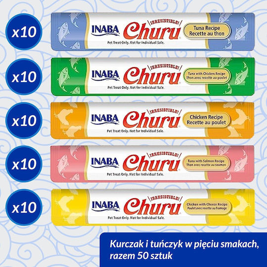 Inaba Churu Varieties Chicken Tuna Cat Treats 50 x 14g
