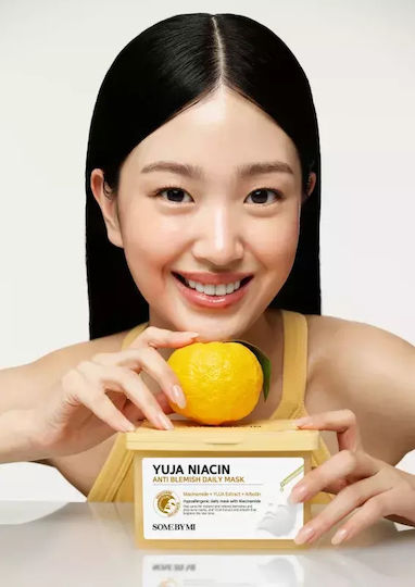 Some By Mi Yuja Niacin Anti Blemish Daily Brightening Sheet Mask Even Skin Tone Large Pack 30 Pcs