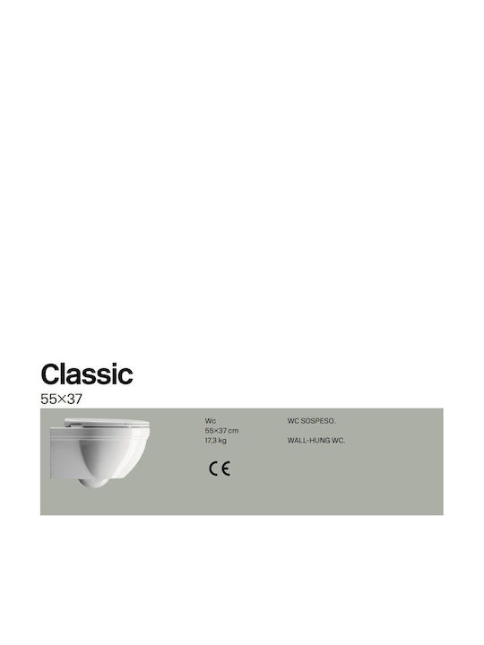 GSI Classic Wandhängende Toilette Randlos mit Deckel Sanftes Schließen Weiße