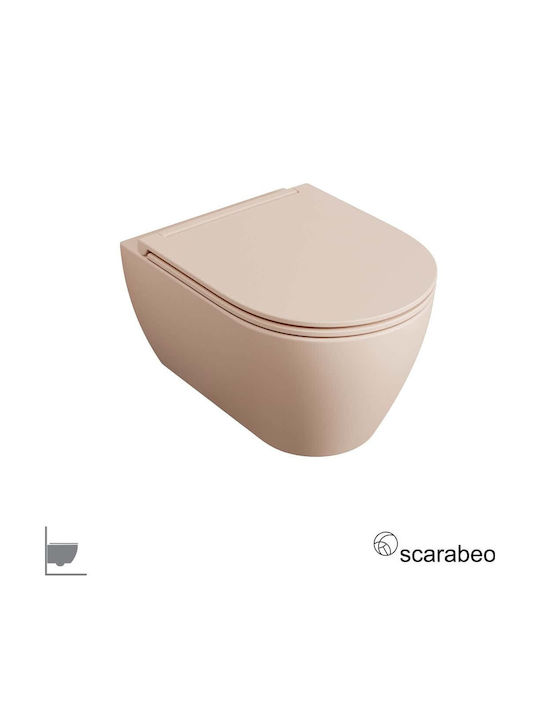 Scarabeo Λεκάνη Κρεμαστή με Κάλυμμα Soft Close Μπεζ Scarabeo Λεκάνη Κρεμαστή με Κάλυμμα Soft Close Μπεζ
