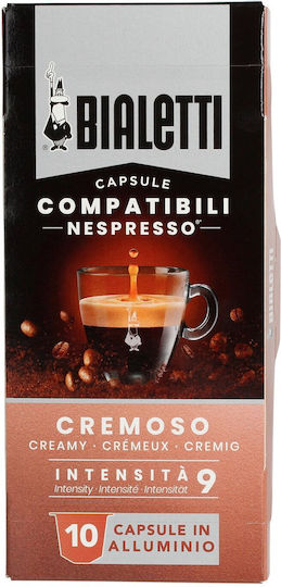 Bialetti Espresso Cremoso Kapseln kompatibel mit Nespresso Packung mit 10 Stück