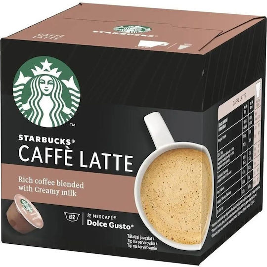 Starbucks Κάψουλες Espresso Caffe Latte Συμβατές με Μηχανή Dolce Gusto 12caps