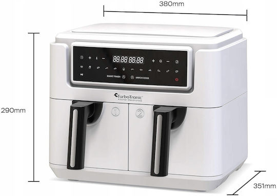 Turbotronic Air Fryer with Double Detachable Bucket 7.6lt White AT-TT-AF11