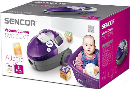 Sencor SVC 512VT Staubsauger 890W Beutellos 1.5Es Lila