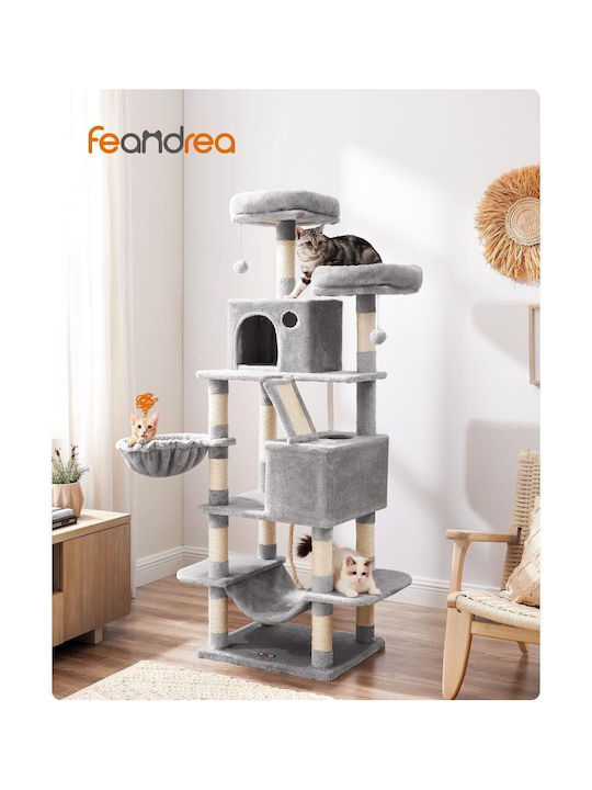Feandrea Scratching Post Cat Trees Gray 5 levels 55x45x168cm