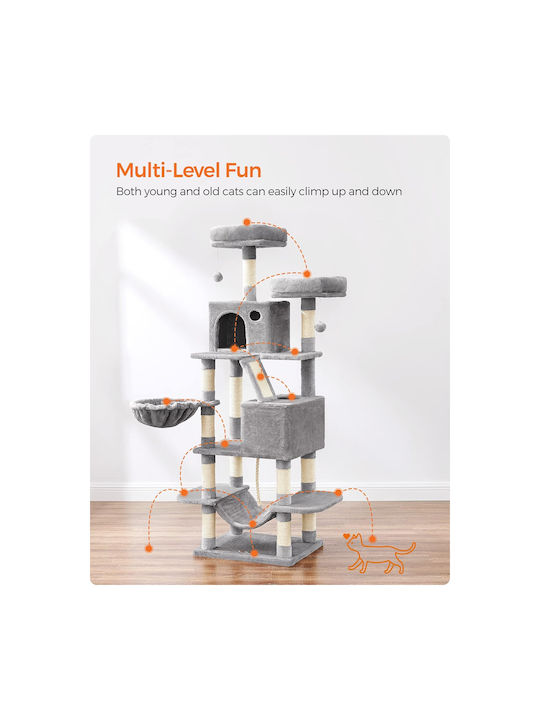 Feandrea Scratching Post Cat Trees Gray 5 levels 55x45x168cm