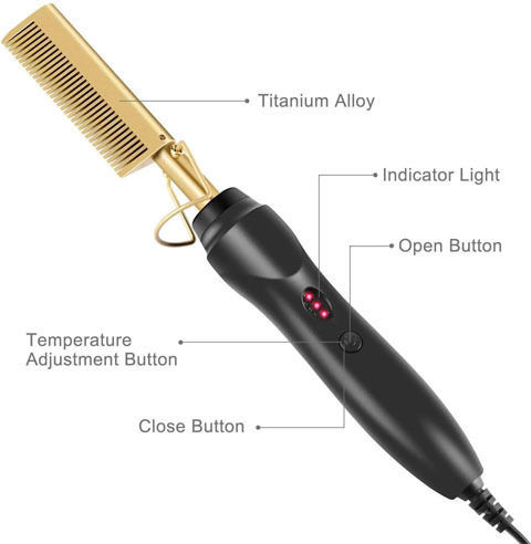 Heated Ceramic Electric Brush for Hair and Beard Straightening 30W