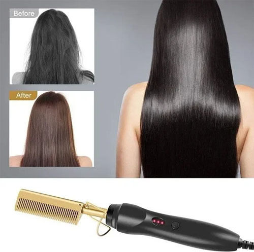 Heated Ceramic Electric Brush for Hair and Beard Straightening 30W