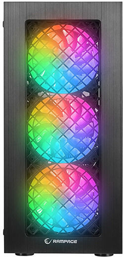 Rampage PLAID V1 Gaming Midi Tower Computer Case with Side Window and RGB Lighting Black