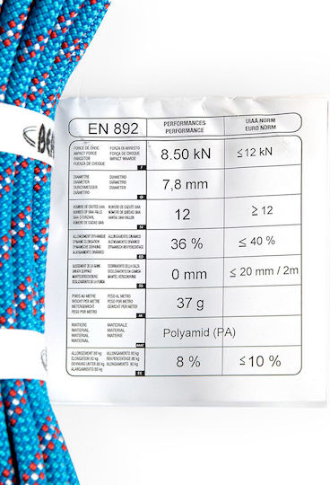 Beal Rando Standard Dynamic Climbing Rope with Length 20m Blue