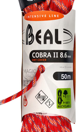Climbing Rope Beal Cobra II 8.6mm Dry Cover 50m Orange 50 M Bl-bc086c.50.o_1_4