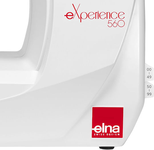 Elna Experience El-560ex Mașină de Cusut 100 Modele de Cusături 7 Tipuri de Butoniere Alb Roșu