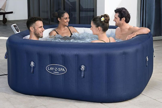 Bestway Τετράγωνη Πισίνα Φουσκωτή με Υδρομασάζ 71x71x180εκ. Μπλε