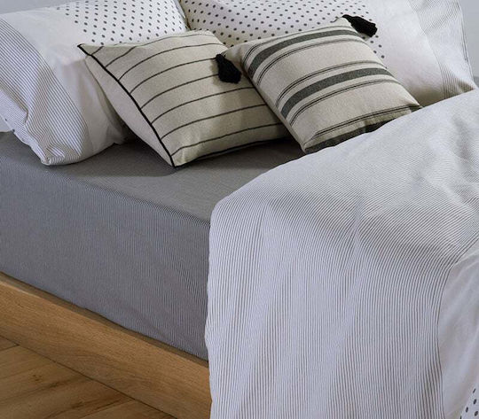 Nef-Nef Homeware Donter Module Cearceafuri De Pat Cu 2 Fețe De Pernă Super Dublu Cu Hugger Din Cauciuc 170x270+35cm Ecru (3 Buc)