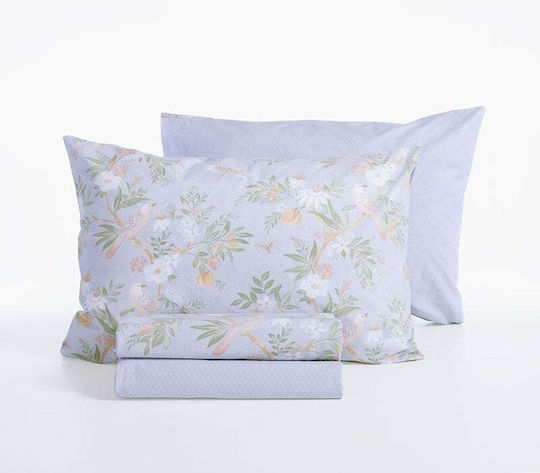 Nef-Nef Homeware Dreamel King Size Bed Sheets Set with Fitted Sheet 270x270+35cm Light Blue (4 Pieces)
