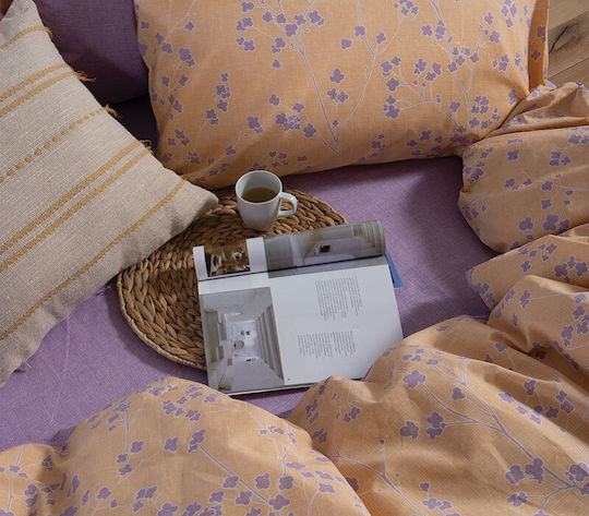 Nef-Nef Homeware Floriva Σετ Σεντόνια King Size με Λάστιχο 240x270+35εκ. Κίτρινο (4τμχ)