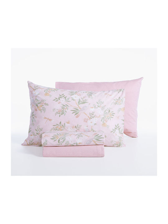 Nef-Nef Homeware Dreamel Bettlaken Set mit 2 Kopfkissenbezügen Super-Doppel mit Gummibettlaken 170x270+35cm Rosa 3 Stück