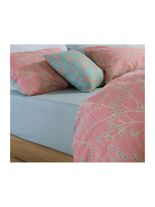 Nef-Nef Homeware Floriva Bettlaken mit 2 Kopfkissenbezügen Super-Doppel mit Gummibettlaken 170x270+35cm Gelb 3 Stück
