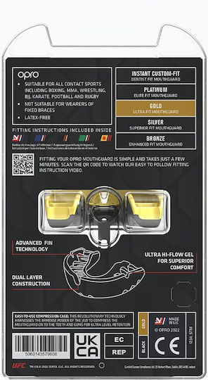 Opro UFC Gold Black Gold Protective Mouth Guard