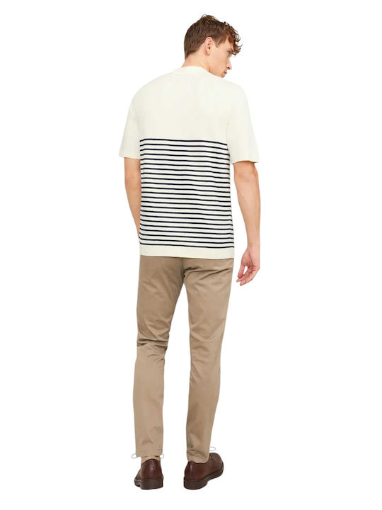 Chino Elastic Trousers in Slim Fit Beige