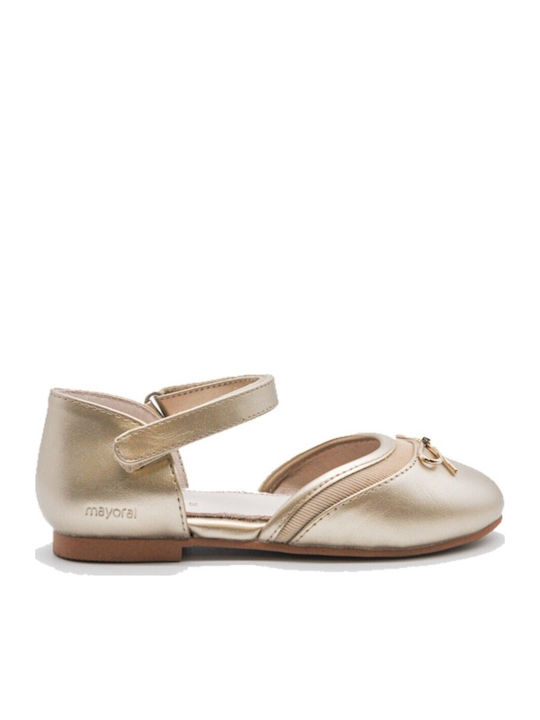 Kinder Pumps & Ballerinas mit Bügel- und Schleifenverschluss Leder Gold