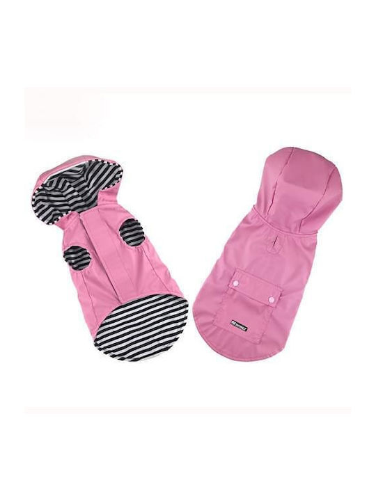 Pet Interest Stripe Lining Orange Waterproof Dog Coat with Hood with 26cm Back Length
